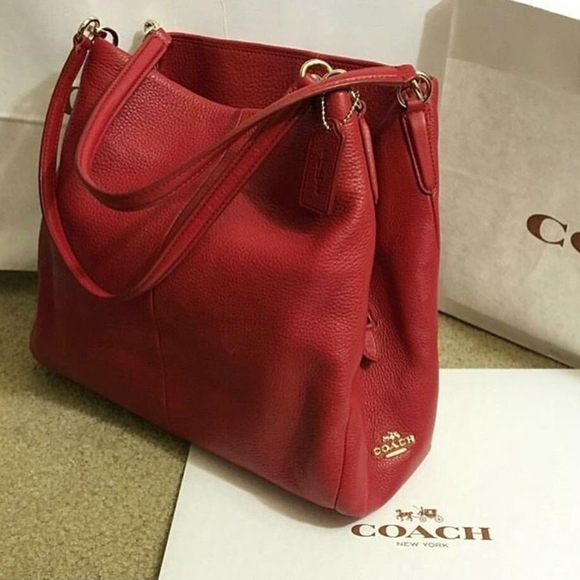 Coach Handbags - Coach Pink Ruby Leather Phoebe Shoulder Bag